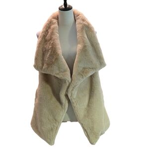The Impeccable Pig Open Front Cream Faux Fur Vest Ultra Soft Women's S